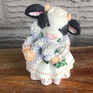 Mary Moo Moos Cow Figurine The Coming of Spring Brings Udder Joy Girl & Flowers